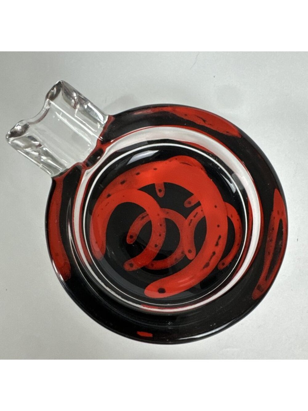 2006 Marlboro Mini Art Glass Ashtray Red Horseshoes pocket cigarette vtg NO BOX